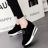 LOURDASPREC- New Arrival Wedge Sneakers: Black Breathable Platform Shoes