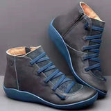 LOURDASPREC- Genuine Leather Fur Lace-Up Snow Boots