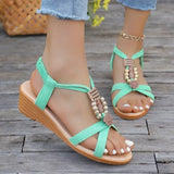 LOURDASPREC- Eco-Friendly Solid Color Wedge Sandals with Ankle Buckle