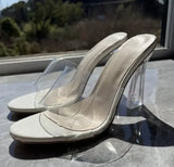 LOURDASPREC- Jelly Slippers Open Toe Clear High Heels