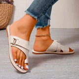 LOURDASPREC- Casual Beach Flip Flop Sandals: Buckle Rome Slides