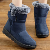 LOURDASPREC- Elegant Low-Heel Fur Mid-Calf Snow Boots