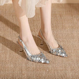 LOURDASPREC- Designer Bling Thin Heel Pumps