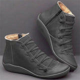 LOURDASPREC- Genuine Leather Fur Lace-Up Snow Boots