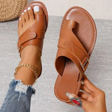 LOURDASPREC- Casual Beach Flip Flop Sandals: Buckle Rome Slides