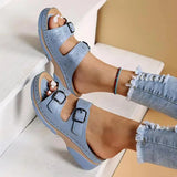 LOURDASPREC- Comfort Double Buckle Wedge Sandals