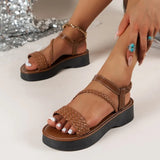 LOURDASPREC- Braided Rope Roman Sandals: Summer Casual Thick Sole