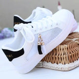 LOURDASPREC- Breathable Mesh Sneakers: Casual White Vulcanized Sports Shoes