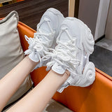 LOURDASPREC-WOMEN'S SHOES CASUAL SHOES VERSATILE SHOES Plain White Platform Sneakers