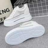 LOURDASPREC-WOMEN'S SHOES CASUAL SHOES VERSATILE SHOES Platform White Leather Sneakers