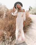 LOURDASPREC-Vacation Outfits Ins Style Porsha Off The Shoulder Tiered Cutout Maxi Dress