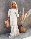 LOURDASPREC-Vacation Outfits Ins Style Porsha Off The Shoulder Tiered Cutout Maxi Dress