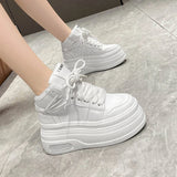 LOURDASPREC-WOMEN'S SHOES CASUAL SHOES VERSATILE SHOES White High Top Platform Sneakers