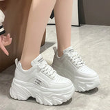 LOURDASPREC-WOMEN'S SHOES CASUAL SHOES VERSATILE SHOES White Leather Platform Sneakers Womens