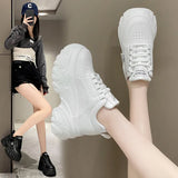 LOURDASPREC-WOMEN'S SHOES CASUAL SHOES VERSATILE SHOES White Leather Platform Sneakers Womens