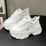 LOURDASPREC-WOMEN'S SHOES CASUAL SHOES VERSATILE SHOES White Leather Platform Sneakers Womens