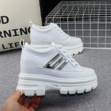 LOURDASPREC-WOMEN'S SHOES CASUAL SHOES VERSATILE SHOES White Platform Lace Up Sneakers