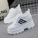 LOURDASPREC-WOMEN'S SHOES CASUAL SHOES VERSATILE SHOES White Platform Lace Up Sneakers