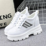 LOURDASPREC-WOMEN'S SHOES CASUAL SHOES VERSATILE SHOES White Platform Lace Up Sneakers