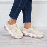 Lourdasprec-Women Platform Sneakers Lace Up Tennis Walking Shoes