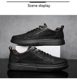 LOURDASPREC-Graduation Gift - Top Quality Genuine Leather Shoes Mens Sneakers Knit Collar Men's Casual Shoes Hollow Men Leather Shoes Zapatillas De Mujer