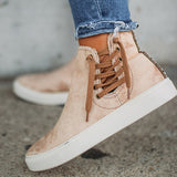 Lourdasprec-Lourdasprec Casual High Top Canvas Lace-Up Sneakers