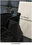 Lourdasprec-Black Lace Up Chelsea Shoes