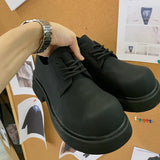 Lourdasprec-Black Square Head Leather Shoes