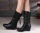 Graduation Gift Big Sale  Winter Warm Fur  Boots Womens  Boots High Heels Side Zipper Female Shoes Black Woman Boots Shoes Wedge Boots Shose Women