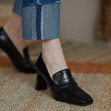 Lourdasprec 2022 Newest High Heels Shoes Slip-on Loafer Leather Shoes Office Casual Daily Pumps Heels