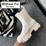 Lourdasprec Plus Size 34-45 Women Leather Knee High Boots Flat Heel Women Winter Warm Boots Fashion Casual Woman Long Footwear
