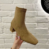 Christmas Gift 2021 Women's suede leather short boots fashion thick heel high heels autumn and winter New England style women's boots shoes