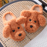 Lourdasprec Winter Home Slippers Warm Shoes Fashion Women Men Non-Slip Dog Cute Fur Soft Sole Indoor Bedroom House Couple Female Slides