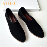 Christmas Gift  Women's Shoes Genuine Leather 2022 New Casual Large Size 41 42 43 Pointed Toe Women's Loafers Suede Shoes Ladies