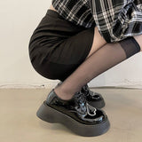 HOUZHOU Women Platform Shoes JK Ankle Boots Female Goth Autumn Black Designer Demonia Leather Footwear Lace-up Harajuku