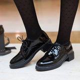 Christmas Gift Women Flats Shoes Female Creepers New British Style Casual Lace Up Pu Flats Oxford Shoes Women Zapatos Mujer Ladies Shoes