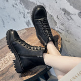 Christmas Gift Genuine Leather Boots Women Heels Platforms Martin Ankle Boots Female Designer Shoes Woman Booties Chunky Shoes for Women 2021
