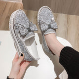 Lourdasprec New 2022 women's sneakers casual shoes new fashion breathable thick bottom white soft shoes rhinestone crystal flats