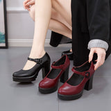 2022 Solid Mary Janes Women High Heels Shoes Spring Summer Ladies Buckle Strap Sexy High Heeled Platform Shoes Woman