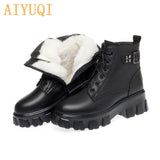 Christmas Gift  Women Winter Boots Genuine Leather 2022 New Fashion Natural Wool Warm Martin Boots Women Thick-soled Women's Ankle Boots