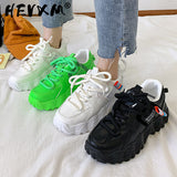 Lourdasprec Platform Women Sneakers white Green Casual Shoes Women Thick Sole Tennis Chunky Shoes Basket Femme women shoes 2021