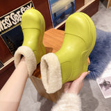 Lourdasprec  Winter Women Waterproof Snow Boots Flat Platform Chunky Heel Warm Fur Lining Thick Sole Round Toe Trend Design Shoes Ladies 2022