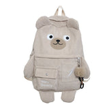 Lourdasprec  Kawaii Corduroy Bear Backpacks for Cute Women Multi-pockets School Bags Large Capacity Backpack Teenage Girls School Bag Female LL25