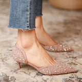 Graduation Gift Big Sale  Women's Wedding Bridal Shoes 2022 New Crystal Elegant Pointed Toe Medium Heel Sexy Women's Party Shoes Pumps Women Shoes