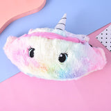 Graduation Gift Big Sale Soft Plush Unicorn Women Fanny Pack Cute Cartoon Girl Waist Bag Travel Children Zipper Chest Bag Mobile Phone Pouch Purse