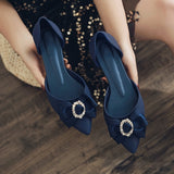 Graduation Gift Big Sale  Women Shoes Bowtie Two Piece Slip on Pumps Ladies Pointed Toe Shallow Jelly Shoes Mid Heel Comfortable Female Footwear Summer