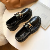 Ladies Leather Platform Shoes 2022 Spring and Autumn New Women's Flat Shoes Casual Buckle Shoes Ladies Fashion All-match Shoes