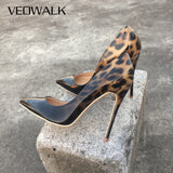 LOURDASPREC Fashion Women Leopard Patent Leather Pumps Pointed Toe 8-12cm Stiletto Ultra High Heel Sexy Ladies Party Shoes Size34-43