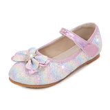 Christmas Gift ULKNN Baby Girls Sweet Princess Flats Shoes Kids Children's Leather Shoes With Floral Printed Rhinestone Fashion Pink Blue 25-38