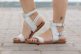 Women Sandals  Flat Gladiator Leather Sandals Summer Shoes Woman Rome Style Double Buckle Casual Beach Sandles Plus Size 35-43
